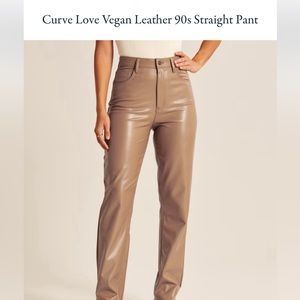 Abercrombie curve love vegan leather 90’s straight ultra high rise pant